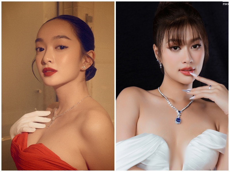 Mặc trang phục khoe vòng một, diễn viên Kaity Nguyễn và Thiên Ân quyến rũ không kém cạnh nhau. Ảnh: FB Thiên Ân, Kaity Nguyễn.