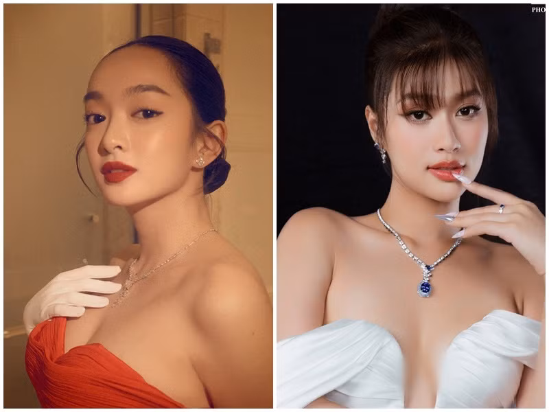 Mặc trang phục khoe vòng một, diễn viên Kaity Nguyễn và Thiên Ân quyến rũ không kém cạnh nhau. Ảnh: FB Thiên Ân, Kaity Nguyễn.