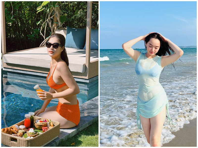 Thiên Ân từng nặng 75 kg còn Kaity Nguyễn có thời gian nặng 55 kg. Ảnh: FB Thiên Ân, Kaity Nguyễn.