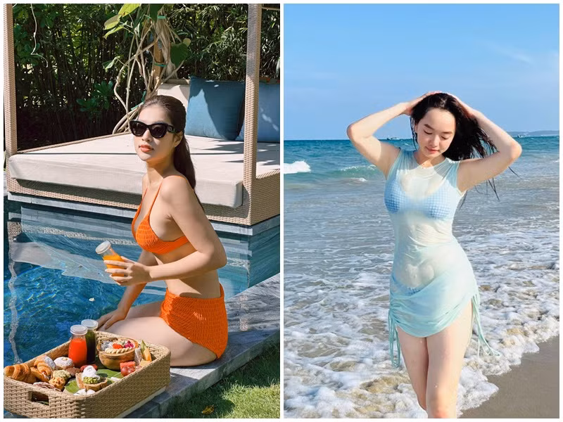 Thiên Ân từng nặng 75 kg còn Kaity Nguyễn có thời gian nặng 55 kg. Ảnh: FB Thiên Ân, Kaity Nguyễn.