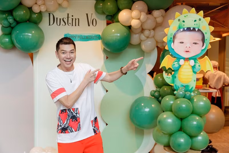  Diễn viên Quang Minh vừa tổ chức tiệc đầy tháng cho con trai Dustin. Ảnh: FB Quang Minh.