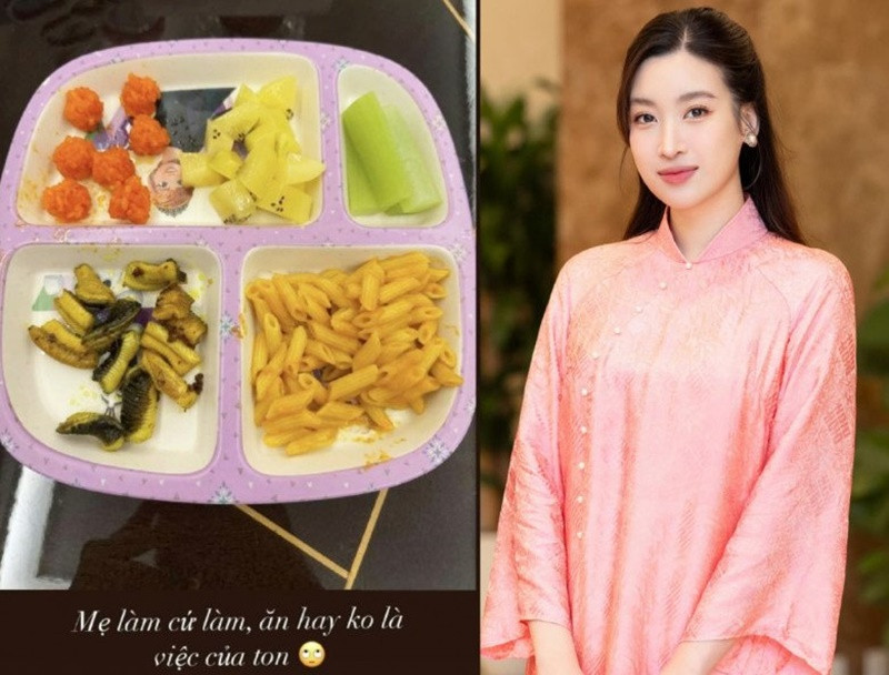 Mỹ Linh từng hài hước viết khi nấu ăn cho con: "Mẹ làm cứ làm, ăn hay không là việc của con", "Xúc xích gà rau củ, mong con gái yêu nể tình, chứ đừng ăn cơm không". Ảnh: Phụ Nữ Pháp Luật.