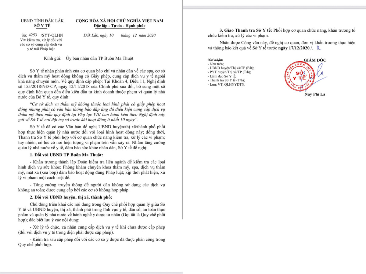 Thanh tra hàng loạt cơ sở spa, massge hoạt động trái phép ở Đắk Lắk Thanh tra hang loat co so spa, massge hoat dong trai phep o Dak Lak