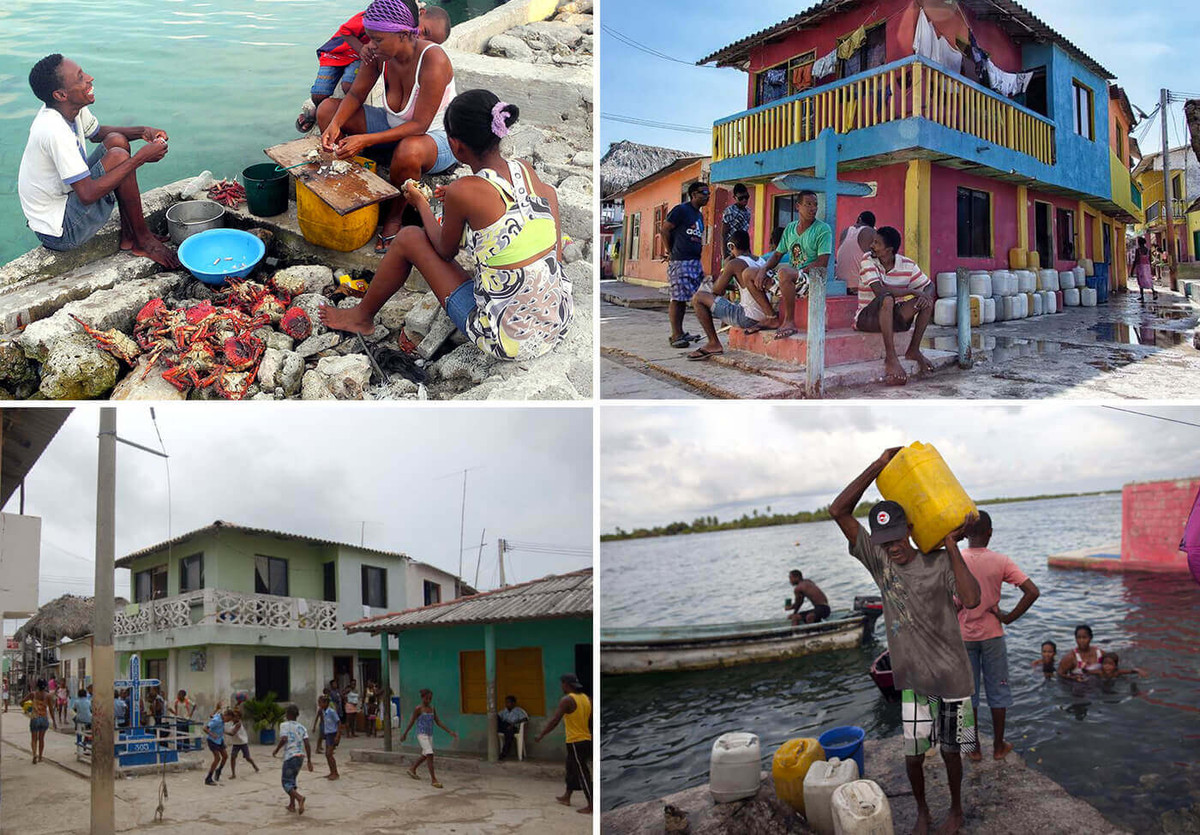 Mặc dù có 97 ngôi nhà nhưng người dân trên đảo cũng thiếu phương tiện tự sản xuất nước uống nên Hải quân Colombia phải mang nước uống vào. Ảnh: IT.