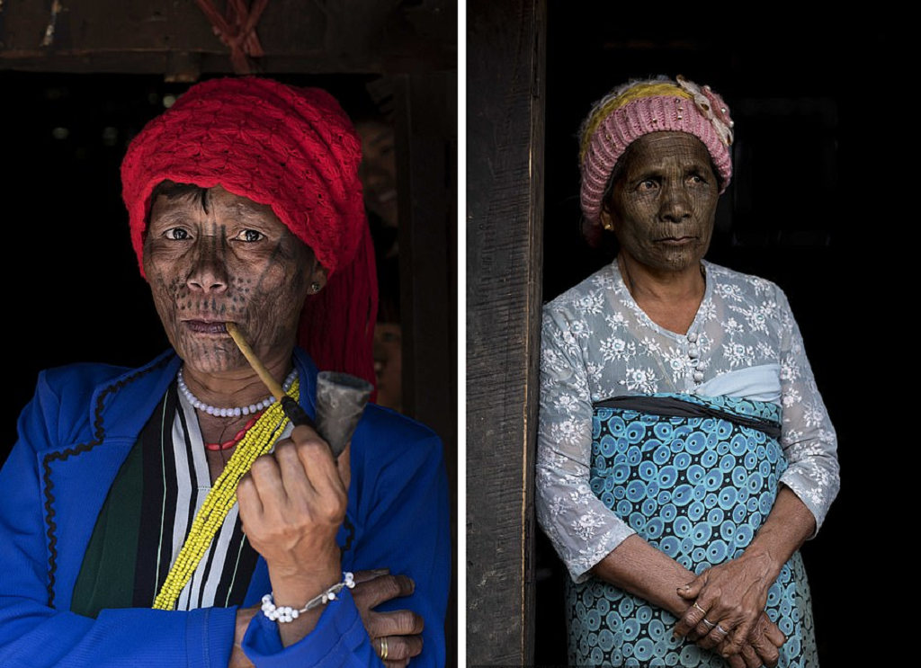 Theo Daily Mail, bộ tộc Chin chiếm khoảng 2% dân số của Myanmar, sinh sống ở miền núi cao, hẻo lánh thuộc bang Mrauk U in Rakhin và bang Chin, phía tây Myanmar. Thời xưa, những người phụ nữ lớn tuổi của bộ tộc Chin, Magan và Muun ở phía tây nam Myanmar coi tục lệ xăm mặt như là một biểu tượng của vẻ đẹp. (Ảnh: Eric Lattorgue, DM)
