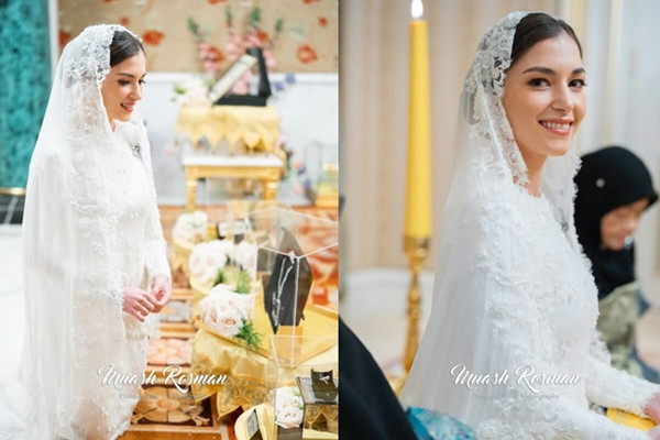 Cô dâu của Hoàng tử Brunei rạng rỡ trong lễ chúc phúc Co dau cua Hoang tu Brunei rang ro trong le chuc phuc