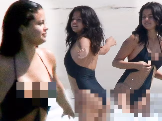 Cô cũng thoải mái diện các thiết kế monokini với phần cổ trễ tôn vóc dáng đẫy đà.