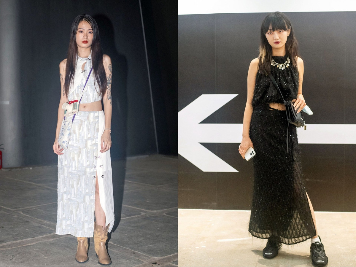 Áo croptop sát nách mix cùng chân váy xẻ vẫn được các quý cô Thượng Hải diện từ mùa đông sang mùa hè. Đây cũng là combo thời trang đem lại vẻ ngoài ấn tượng và gợi cảm.