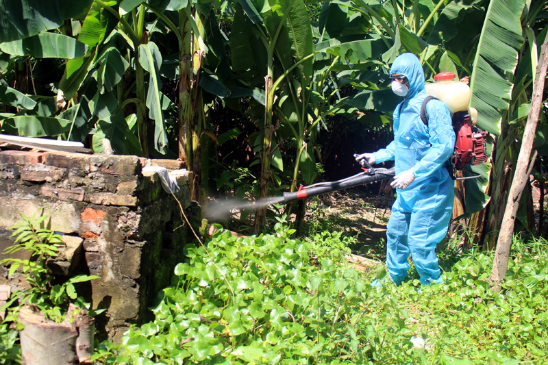 Đồng thời, tích cực phối hợp với chính quyền và ngành y tế trong các đợt phun hóa chất phòng, chống dịch. Ảnh: VOV.