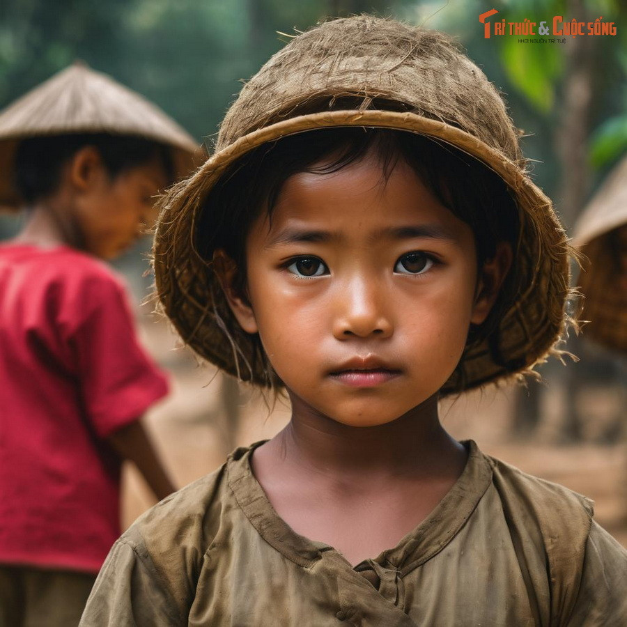 Nét hồn hậu trẻ em nông thôn Việt Nam.