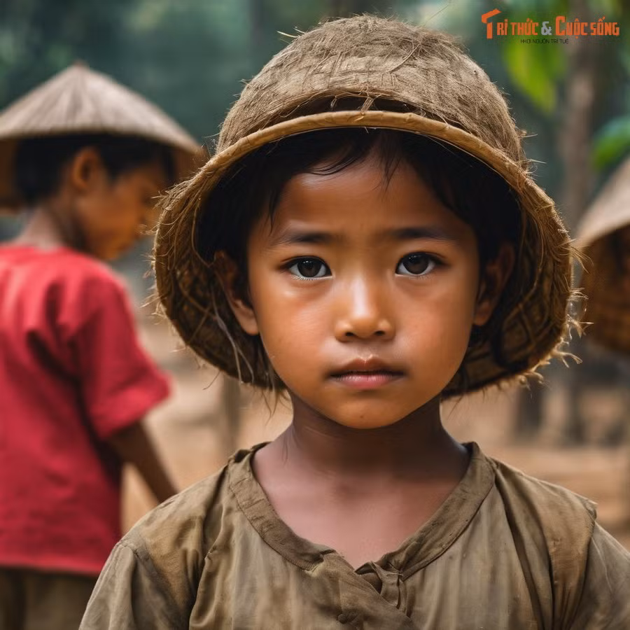Nét hồn hậu trẻ em nông thôn Việt Nam.