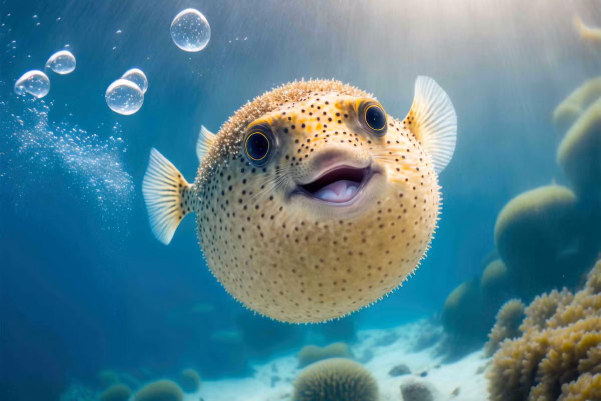 Cá nóc: Kẻ thổi phồng nguy hiểm. Cá nóc sống ở các vùng biển nhiệt đới và cận nhiệt đới trên khắp thế giới. Để tự bảo vệ, chúng có thể tự thổi bay mình. Mối nguy hiểm thực sự đến từ chất tetrodotoxin của chúng, chất độc này gây chết người gấp 1.200 lần so với xyanua. Ảnh:Facts.net