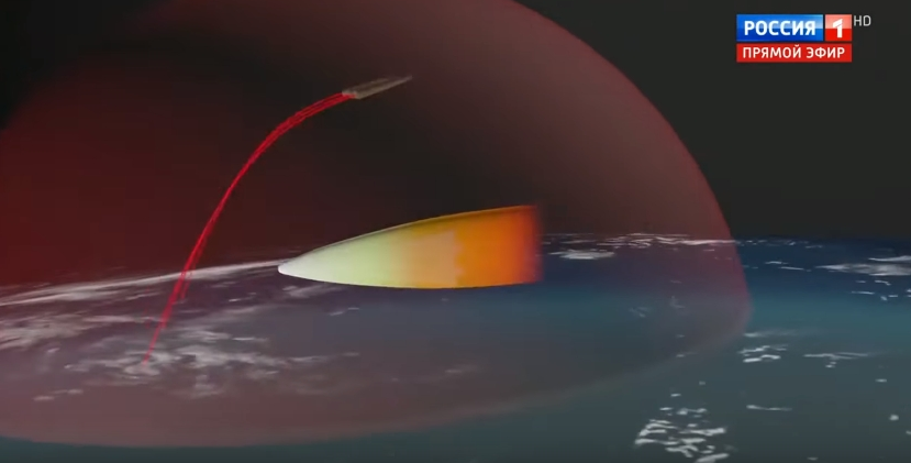 Theo thông tin được kênh truyền hình Russia 1 đăng tải, tên lửa siêu siêu thanh của Nga khi đạt độ cao tối đa và tốc độ giảm về 0 đã tiến hành xoay từ chuyển động nằm ngang sang thẳng đứng thành công và đâm xuống trái đất bằng trọng lực. Nguồn ảnh: Russia1.