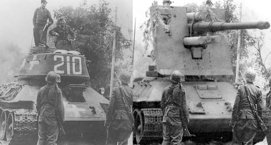 Thậm chí từ thời Chiến tranh Thế giới thứ 2, Đức đã trưng dụng những xe tăng T-34 thu được của Liên Xô để gắn lên đó khẩu pháo trứ danh 8,8cm Flak của quân đội nước này. Nguồn ảnh: 1Zoomme.