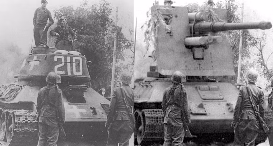 Thậm chí từ thời Chiến tranh Thế giới thứ 2, Đức đã trưng dụng những xe tăng T-34 thu được của Liên Xô để gắn lên đó khẩu pháo trứ danh 8,8cm Flak của quân đội nước này. Nguồn ảnh: 1Zoomme.