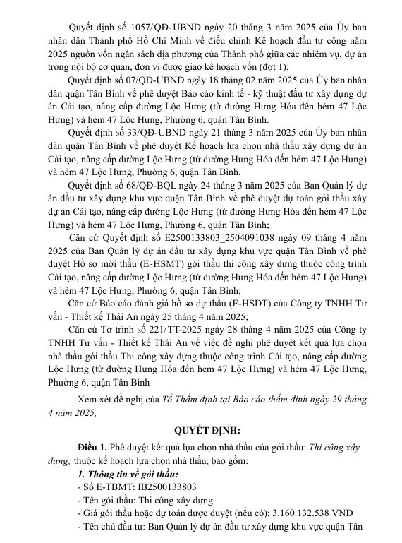 TP HCM: Quận Tân Bình phê duyệt kết quả nhiều gói cải tạo, nâng cấp đường/hẻm tiền tỷ - Hình 2 TP HCM: Quan Tan Binh phe duyet ket qua nhieu goi cai tao, nang cap duong/hem tien ty-Hinh-2