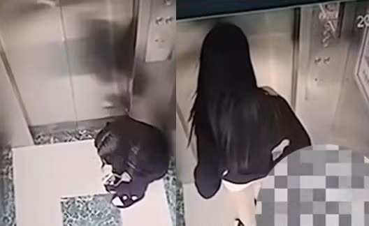 Len lut vao thang may, co gai phong ue roi bo di gay soc