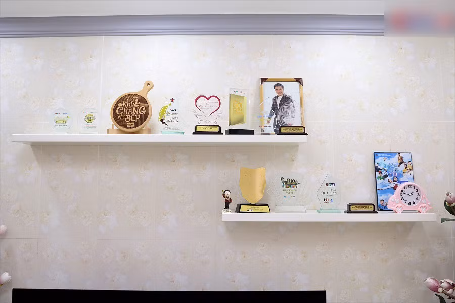 Lê Dương Bảo Lâm dành một góc nhỏ trong nhà để trưng bày những chiếc cúp, giải thưởng mà mình từng giành được.