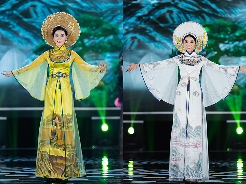 NTK Trần Thiện Khánh sử dụng những họa tiết truyền thống từ xa xưa như long, lân, quy, phụng cho áo dài.