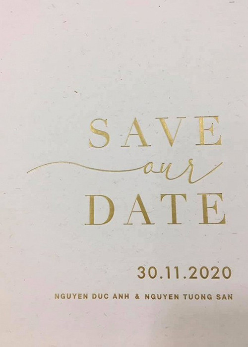 Theo thiệp cưới, ông xã của Tường San tên Nguyễn Đức Anh. Cặp đôi sẽ tổ chức đám cưới vào chiều tối ngày 30/11 tại Hà Nội. Ảnh: Công lý &amp; xã hội