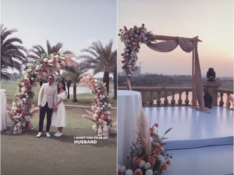 Vợ chồng Thu Hoài tổ chức hôn lễ ở sân golf - nơi tình yêu của cặp đôi bắt đầu. Ảnh: Thời đại plus