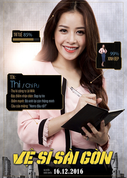 Ngoài Kim Lý và Thái Hòa, “Vệ sĩ Sài Gòn” còn có sự tham gia diễn xuất của Chi Pu. Cô đóng vai thư ký Thi - một cô gái thông minh xinh đẹp. Ảnh: Thế giới điện ảnh