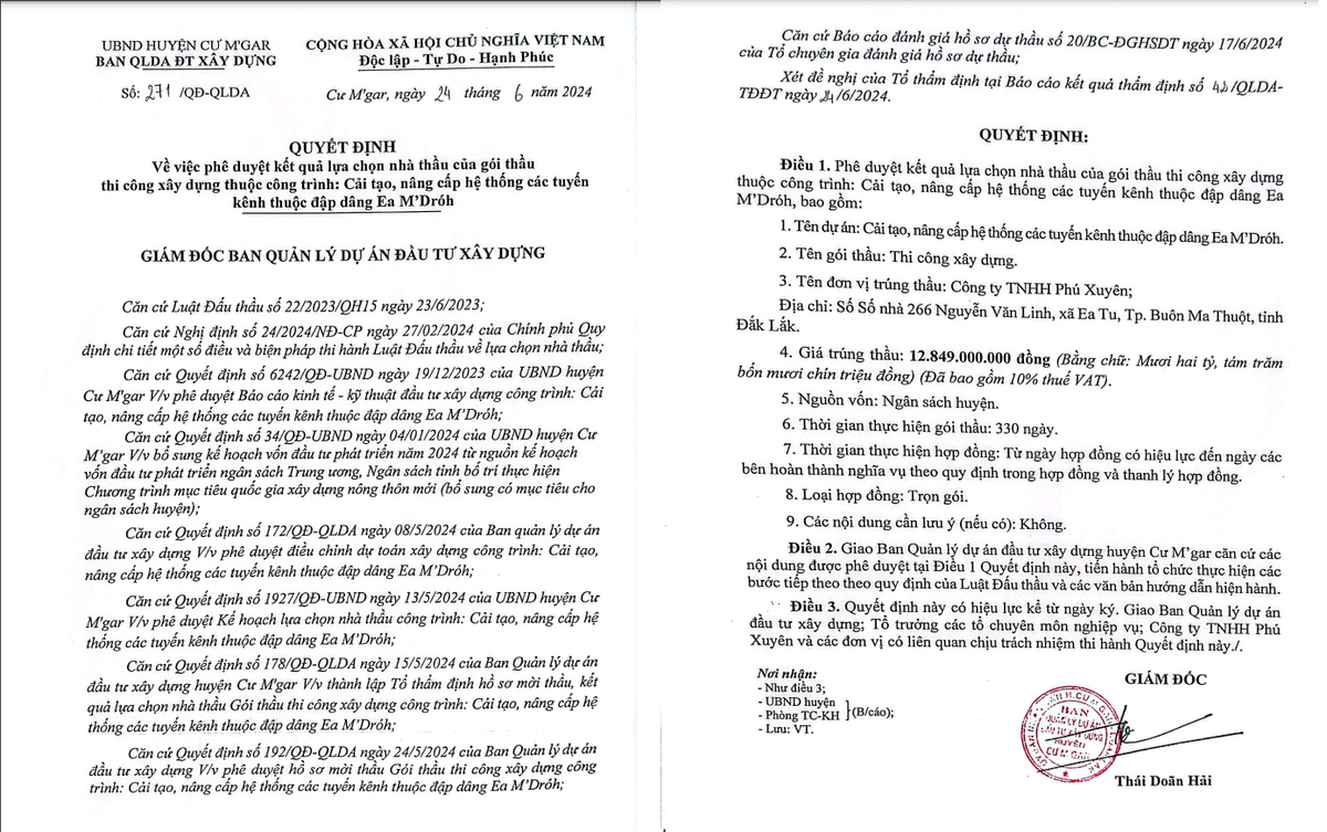 Dak Lak: Cong ty Phu Xuyen trung goi nang cap kenh gan 13 ty