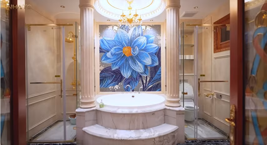 Phòng tắm hiện đại và tiện nghi.