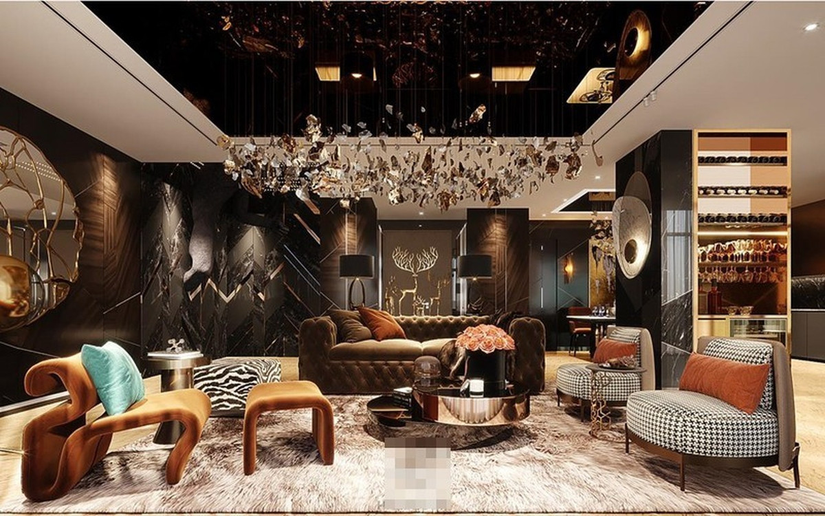 Không gian phòng khách rộng rãi, được thiết kế hiện đại khiến nhiều người choáng ngợp.