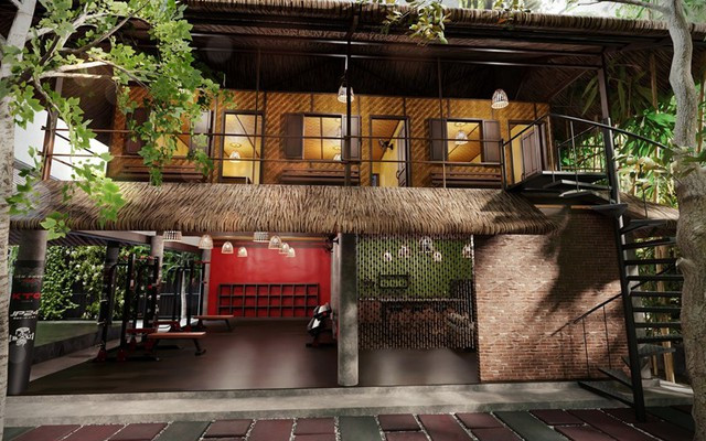 Nam tài tử từng khoe thiết kế công trình 3D cho cơ ngơi võ đường. Johnny Trí Nguyễn đổi màu sơn làm nơi đây trở nên nổi bật, bắt mắt hơn.