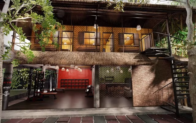 Nam tài tử từng khoe thiết kế công trình 3D cho cơ ngơi võ đường. Johnny Trí Nguyễn đổi màu sơn làm nơi đây trở nên nổi bật, bắt mắt hơn.