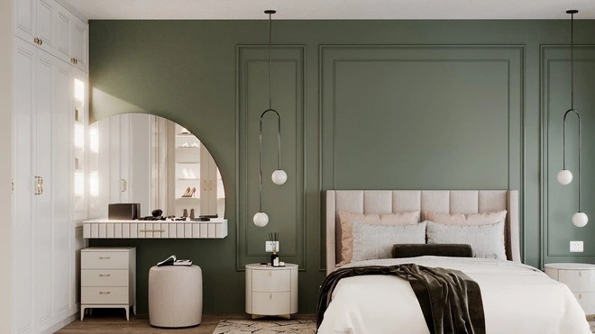 Phòng ngủ của Diệp Lâm Anh thiết kế nhiều không gian lưu trữ như ngăn kéo, tủ để tối ưu diện tích lưu trữ, trưng bày phụ kiện thời trang. Ảnh: House n Home