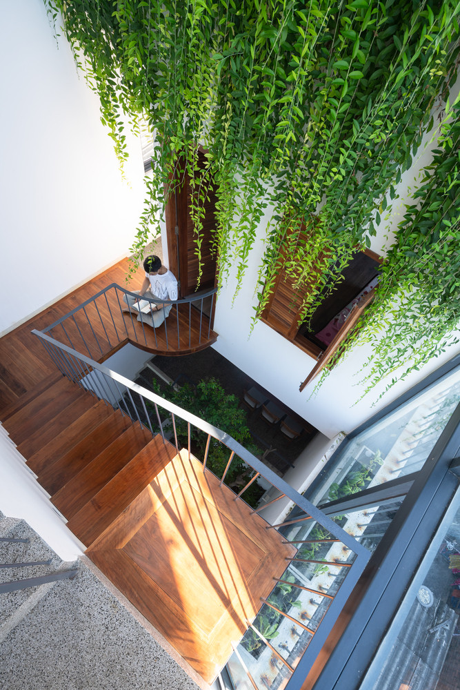 Giếng trời cung cấp không gian xanh ở trung tâm ngôi nhà.