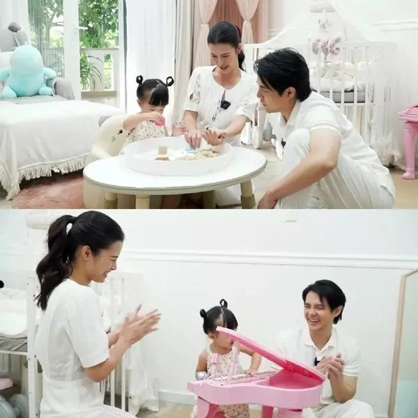 Phòng riêng của bé Winni có màu trắng - hồng chủ đạo và trang trí khá nhiều đồ chơi dễ thương như gấu bông, đồ chơi, đàn mini, xe đạp,...Ảnh chụp màn hình