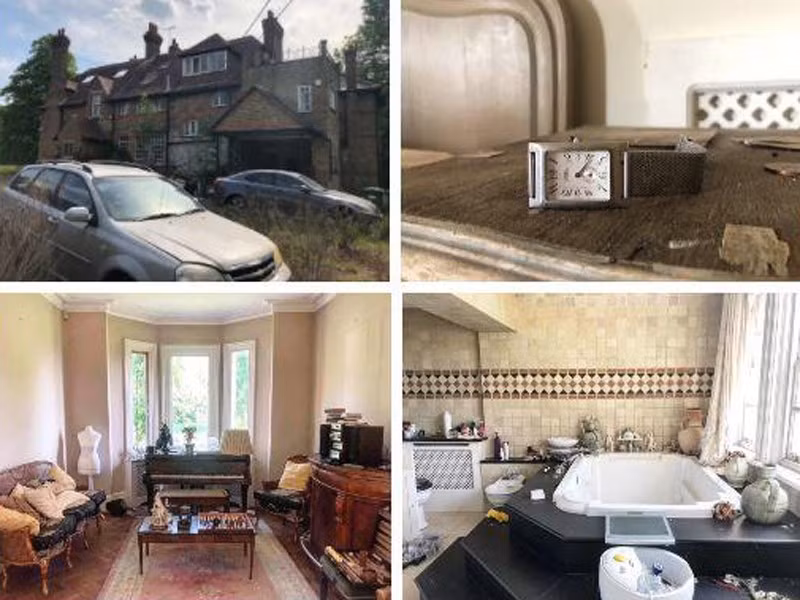 Lối vào dinh thự cỏ mọc um tùm, căn nhà rêu mốc và xuống cấp trầm trọng. Ảnh: BI