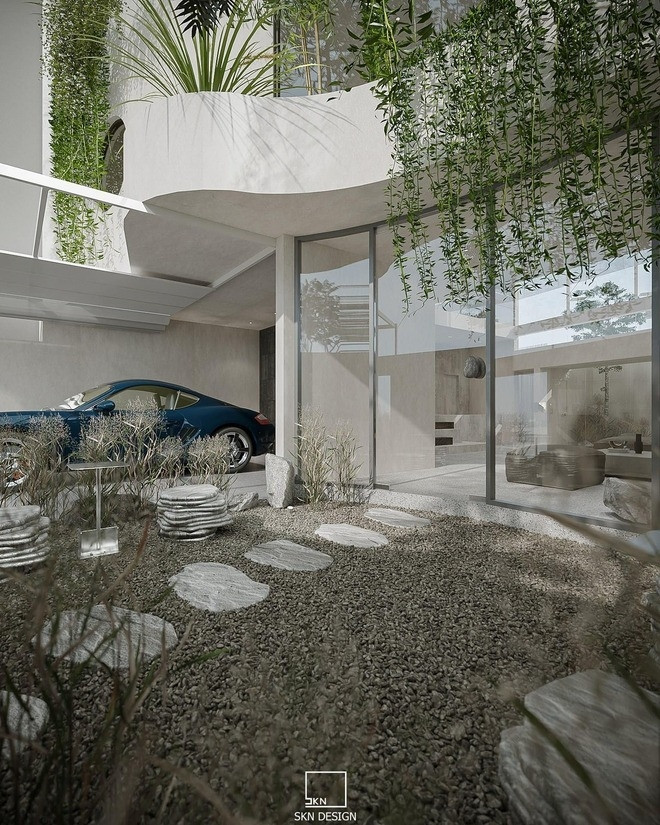 Căn biệt thự mang phong cách thiết kế hiện đại, có hơi hướng minimalism nhưng vẫn toát lên được sự sang trọng, ấm cúng. Ảnh: FB Midu