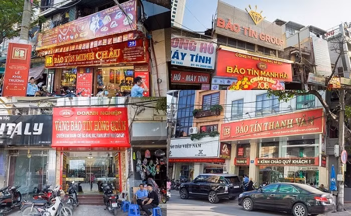 Tại Hà Nội, có một chuỗi cửa hàng vàng bạc có tiếng trên thị trường kim hoàn mang ‘họ’ Bảo Tín, đó là: Bảo Tín Minh Châu, Bảo Tín Mạnh Hải, Bảo Tín Thanh Vân, Bảo Tín Hồng Quân, Bảo Tín Hoàng Long. Ảnh: Infonet