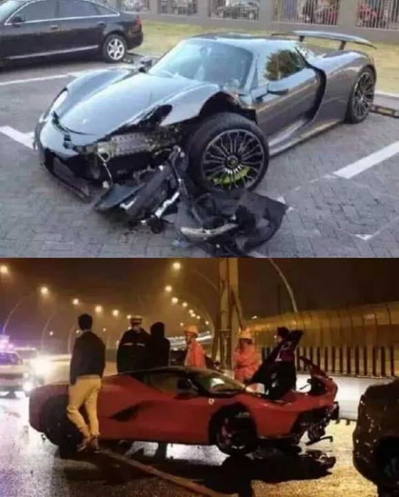 Năm 2014, Tần Phấn "nổi như cồn" với hình ảnh ngồi thảnh thơi nghịch điện thoại, mặc kệ chiếc siêu xe Ferrari biến thành sắt vụn trong một vụ tai nạn.