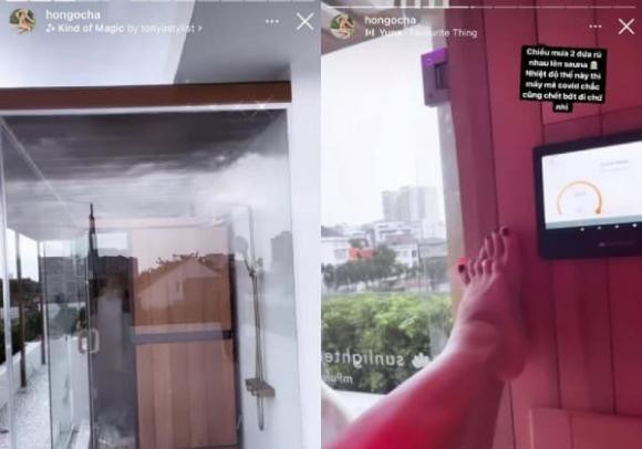 Hồ Ngọc Hà còn đầu tư 1 phòng xông hơi ở sân thượng với view "khủng" nhìn ra quang cảnh thành phố. Nguồn ảnh: FBNV