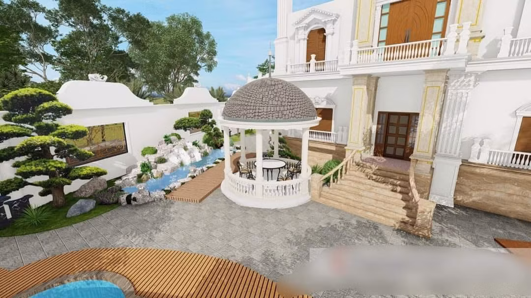 Bích Ngân tiết lộ đã mất vài năm để xây dựng toà lâu đài này theo đúng ý muốn. Hiện mặt ngoài đã khang trang, chỉ cần làm nốt nội thất bên trong là có thể chuyển về ở.