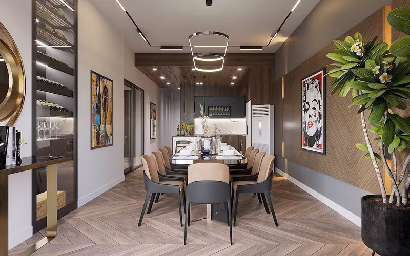 Phòng ăn bài trí đơn giản và tinh tế.