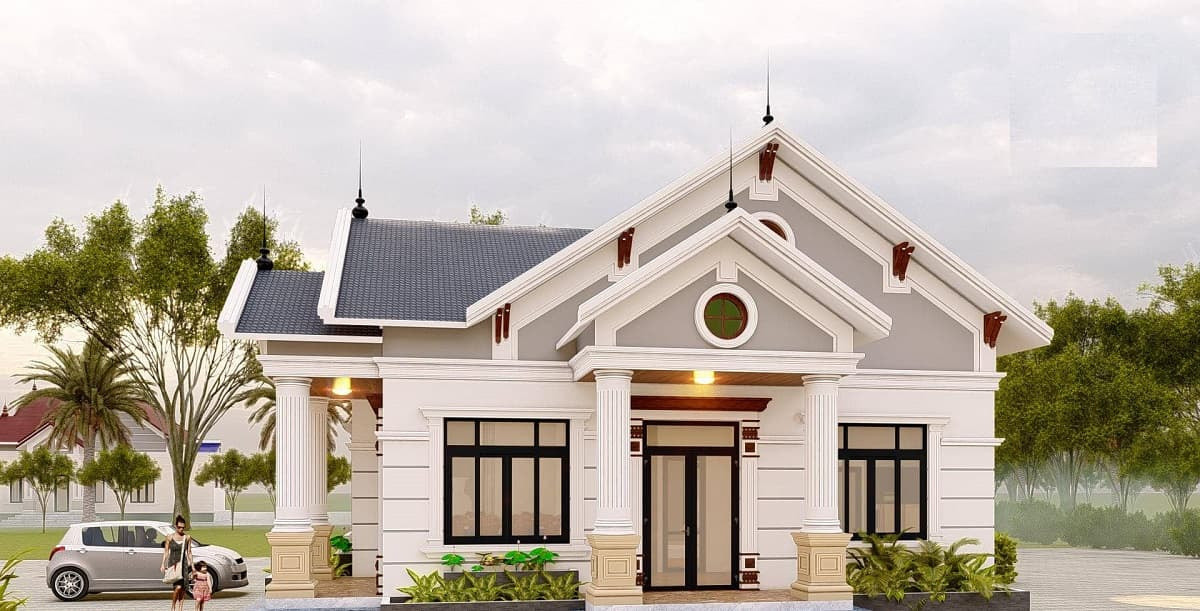 Với diện tích 40m2, nhà mái thái thiết kế nhỏ gọn nhưng vẫn đảm bảo tiện nghi cho gia đình. Ảnh: Menoithat