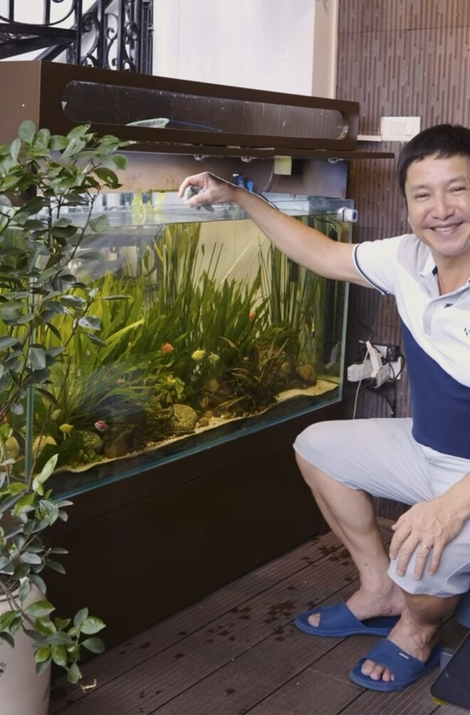 Nam nghệ sĩ vui thú tuổi già khi nuôi cá. Ảnh chụp màn hình