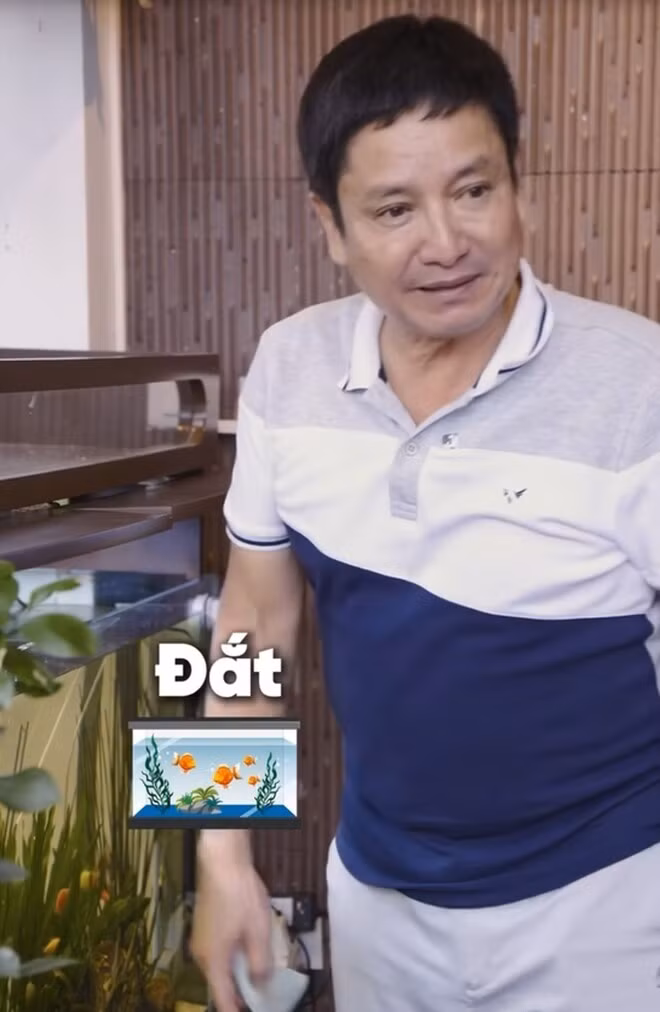 Nghệ sĩ Chí Trung cho biết, bể cá đắt 24 triệu nhưng cá thì rẻ. Ảnh chụp màn hình