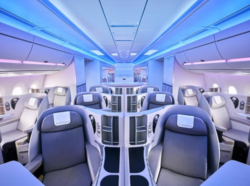 Ghế hành khách được thiết kế rộng rãi với độ ngả thoải mái hơn, đặc biệt ghế hạng Thương gia được bố trí riêng biệt với chế độ giường nằm có độ ngả 180 độ. Ảnh: Airbus