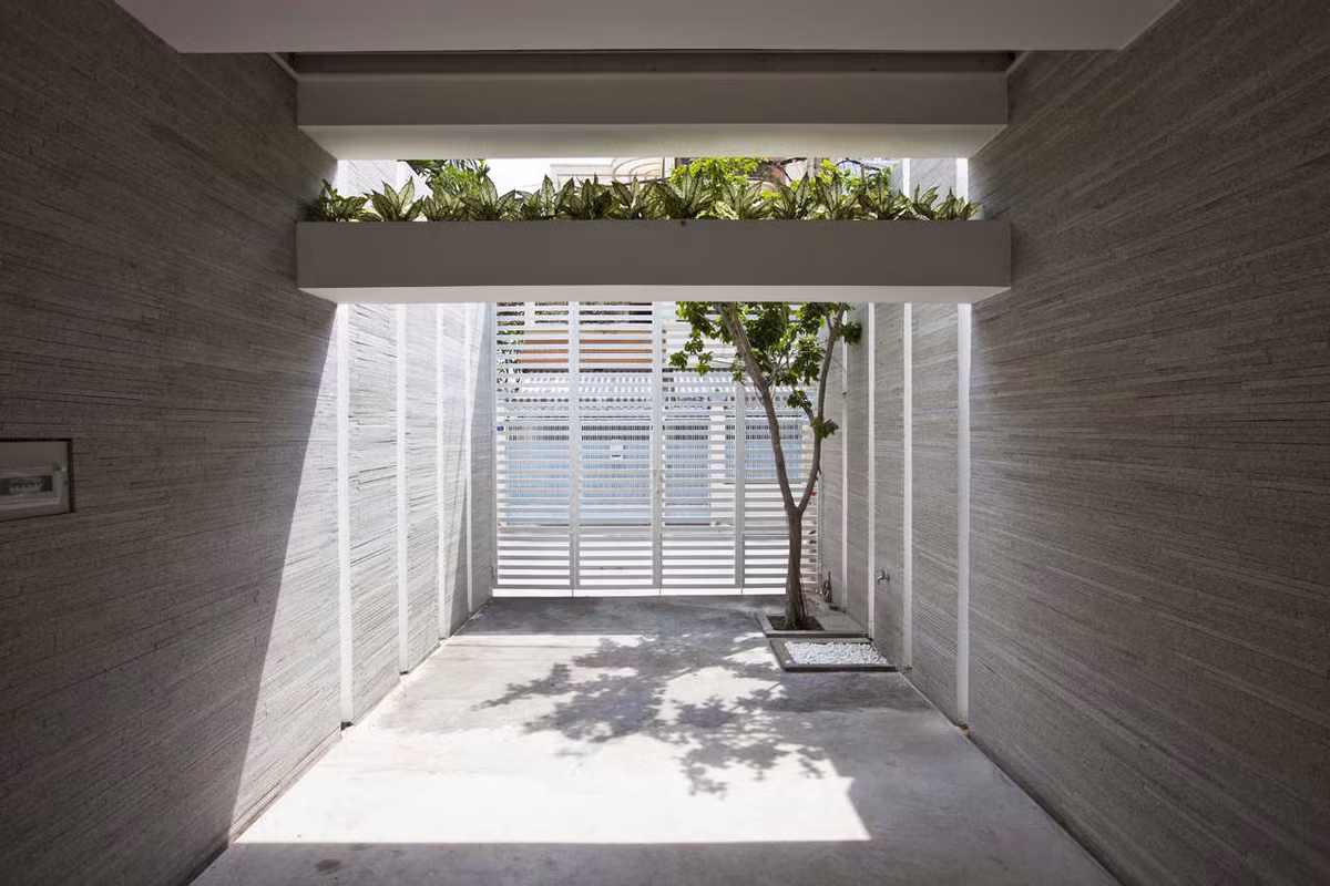 Để tưới cây và bảo trì dễ dàng, kiến trúc sư sử dụng hệ thống tưới tự động bên trong chậu trồng cây.