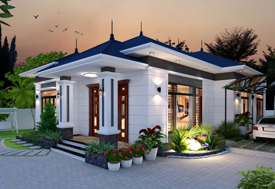 Điểm nổi bật của ngôi nhà là màu trắng sáng chủ đạo kết hợp cửa kính khung nhôm, tạo sự hiện đại, thông thoáng. Ảnh: Internet