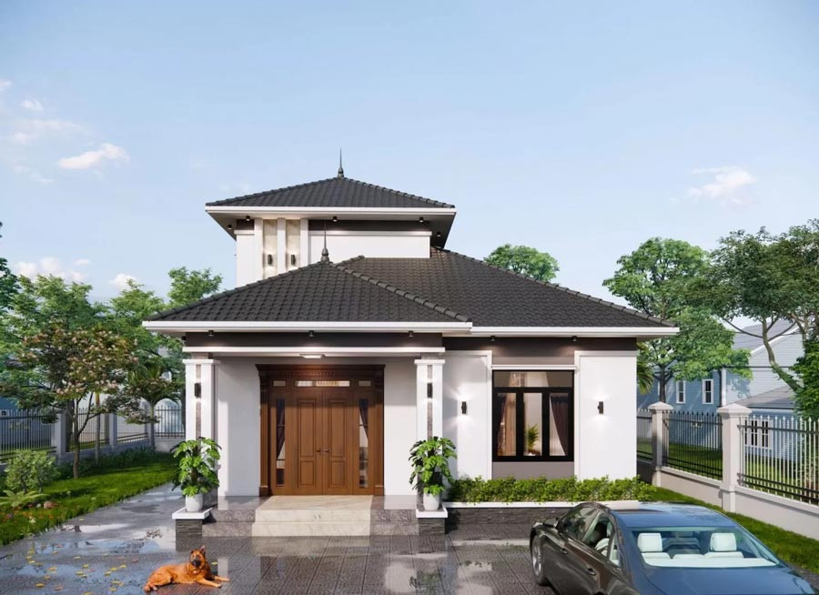 Mẫu nhà cấp 4 mái Nhật có gác lửng là giải pháp hoàn hảo cho những khu đất có diện tích hạn chế. Phần gác lửng giúp tăng thêm không gian sử dụng. Ảnh: Neohouse