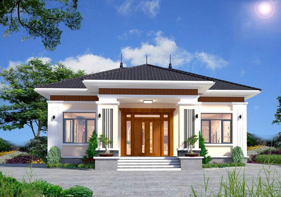 Mẫu nhà cấp 4 mái Nhật đơn giản giúp tiết kiệm chi phí xây dựng tối đa nhưng vẫn không kém phần tinh tế. Ảnh: Neohouse