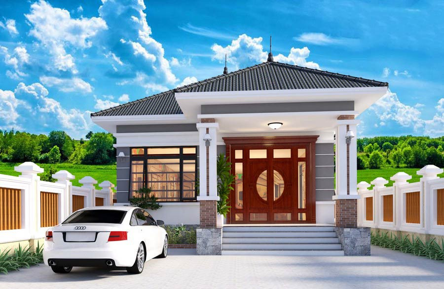 Nhà mái Nhật 2 phòng ngủ bố trí các không gian liên thông tạo sự thông thoáng, rộng rãi. Bên ngoài nhà thiết kế tối giản nhưng vẫn đảm bảo tính thẩm mỹ. Ảnh: Neohouse